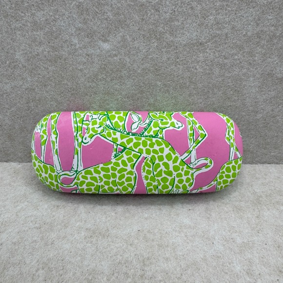 Lilly Pulitzer Pink Green Giraffe Print Hard Shell Sunglasses Eyeglasses Case - Picture 2 of 8